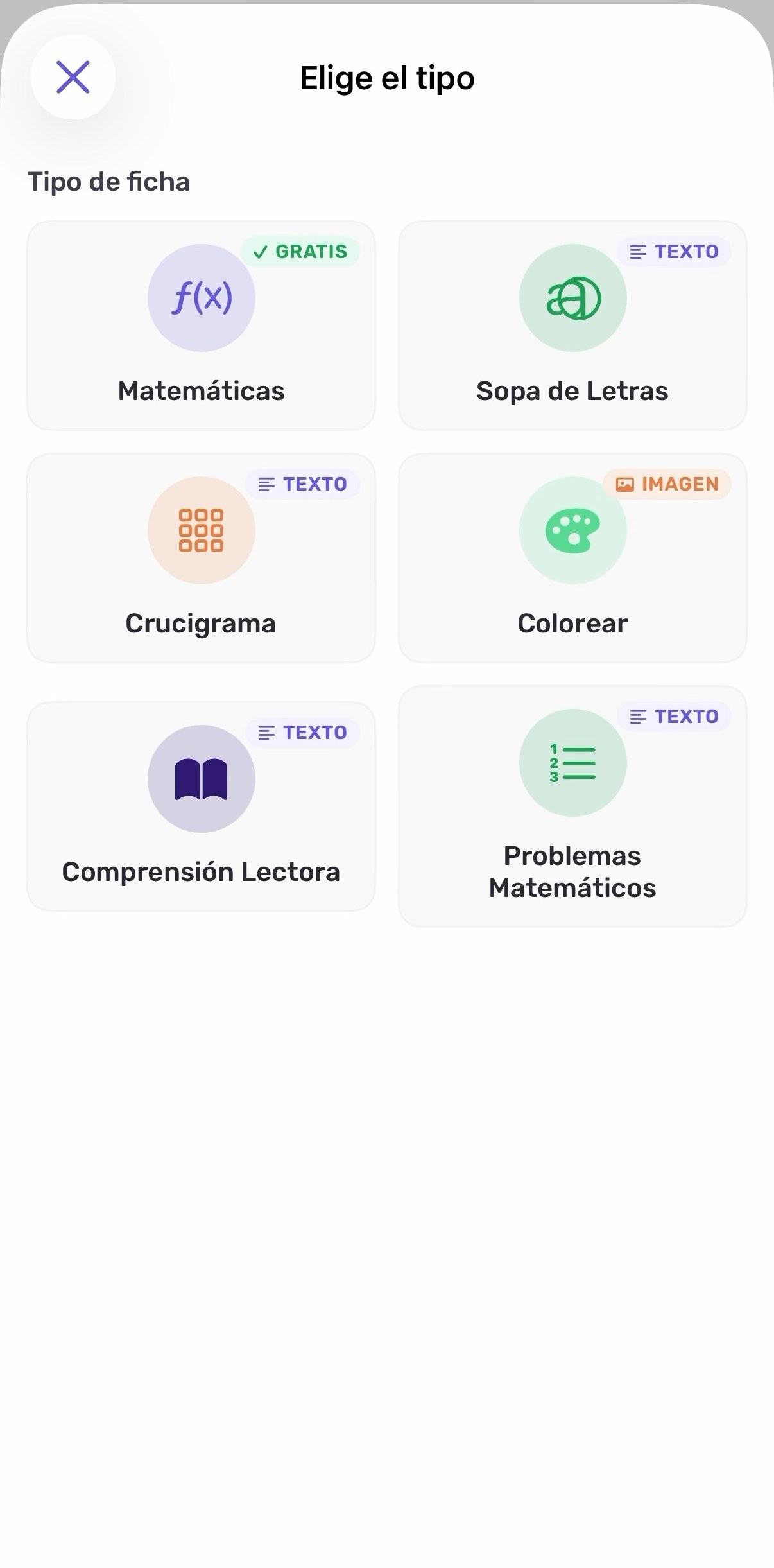 Tipos de fichas educativas
