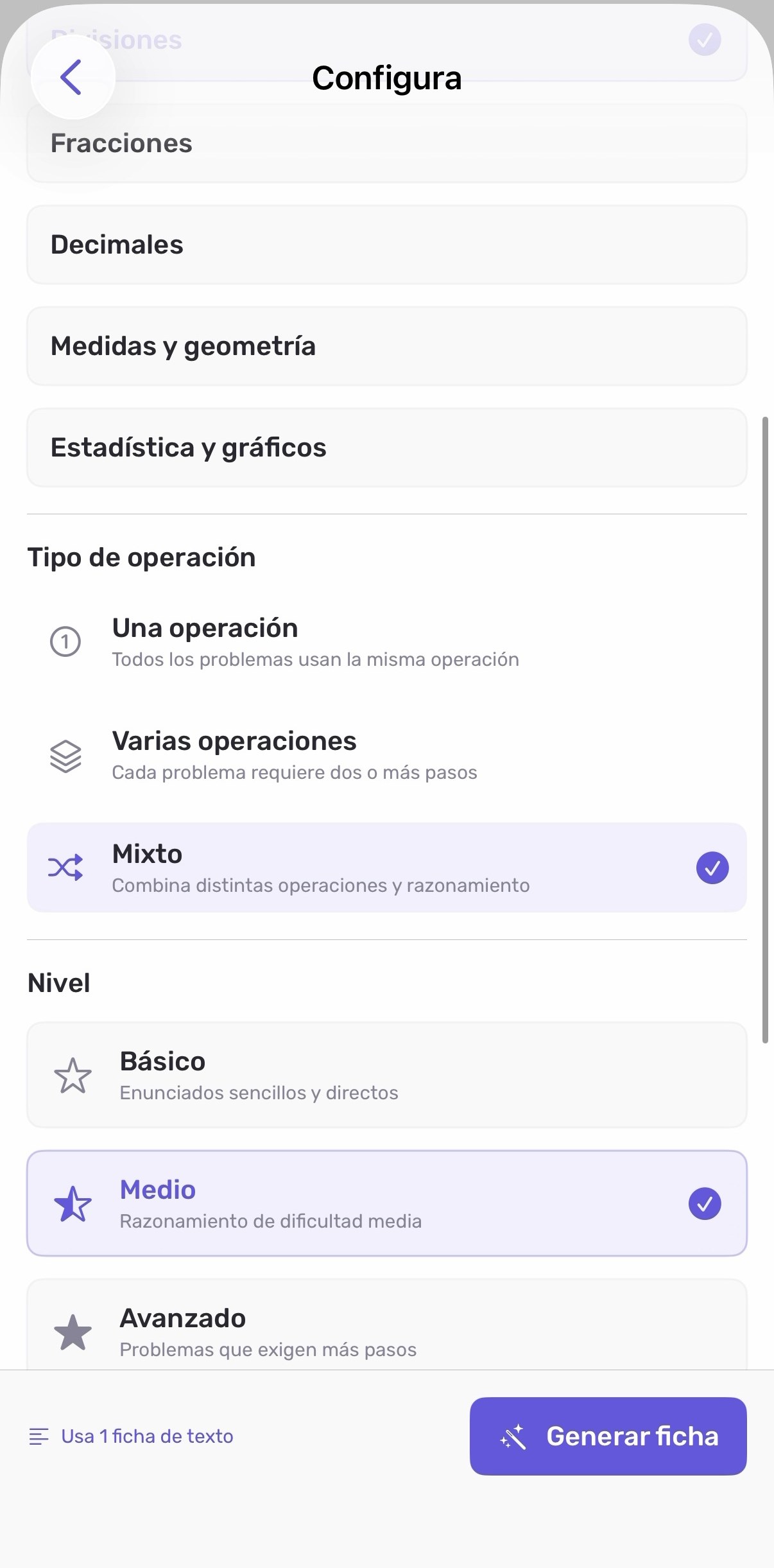 Configuración de Problemas Matemáticos
