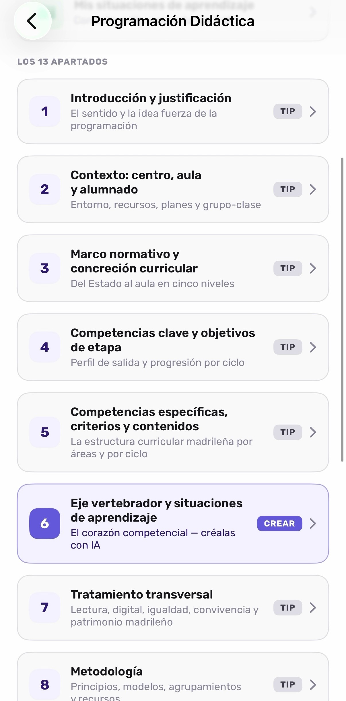 Apartados de la Programación Didáctica