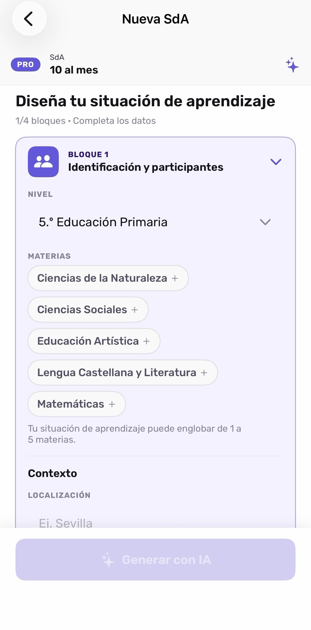 Identificación y participantes
