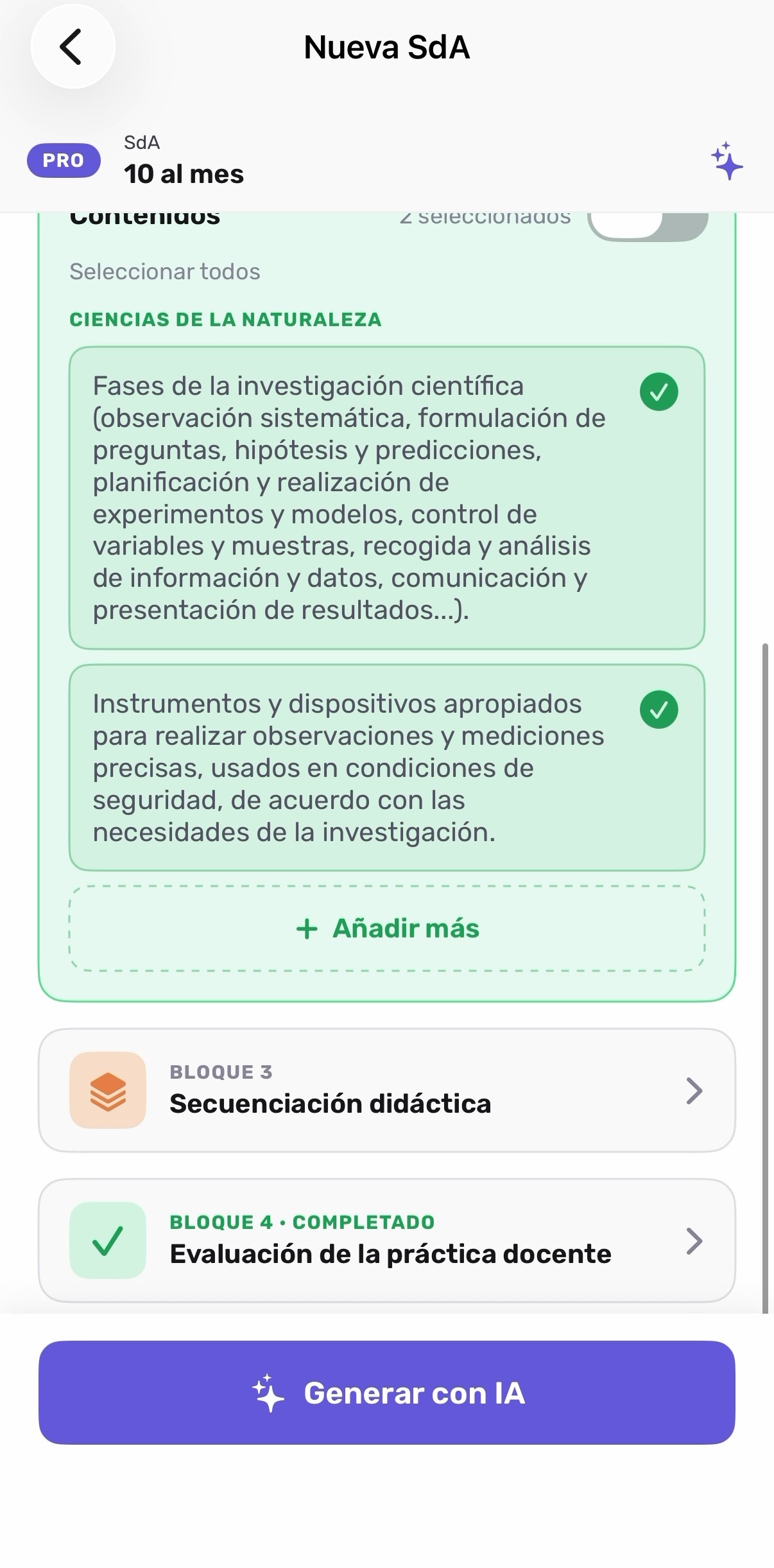 Selección de saberes básicos o contenidos curriculares