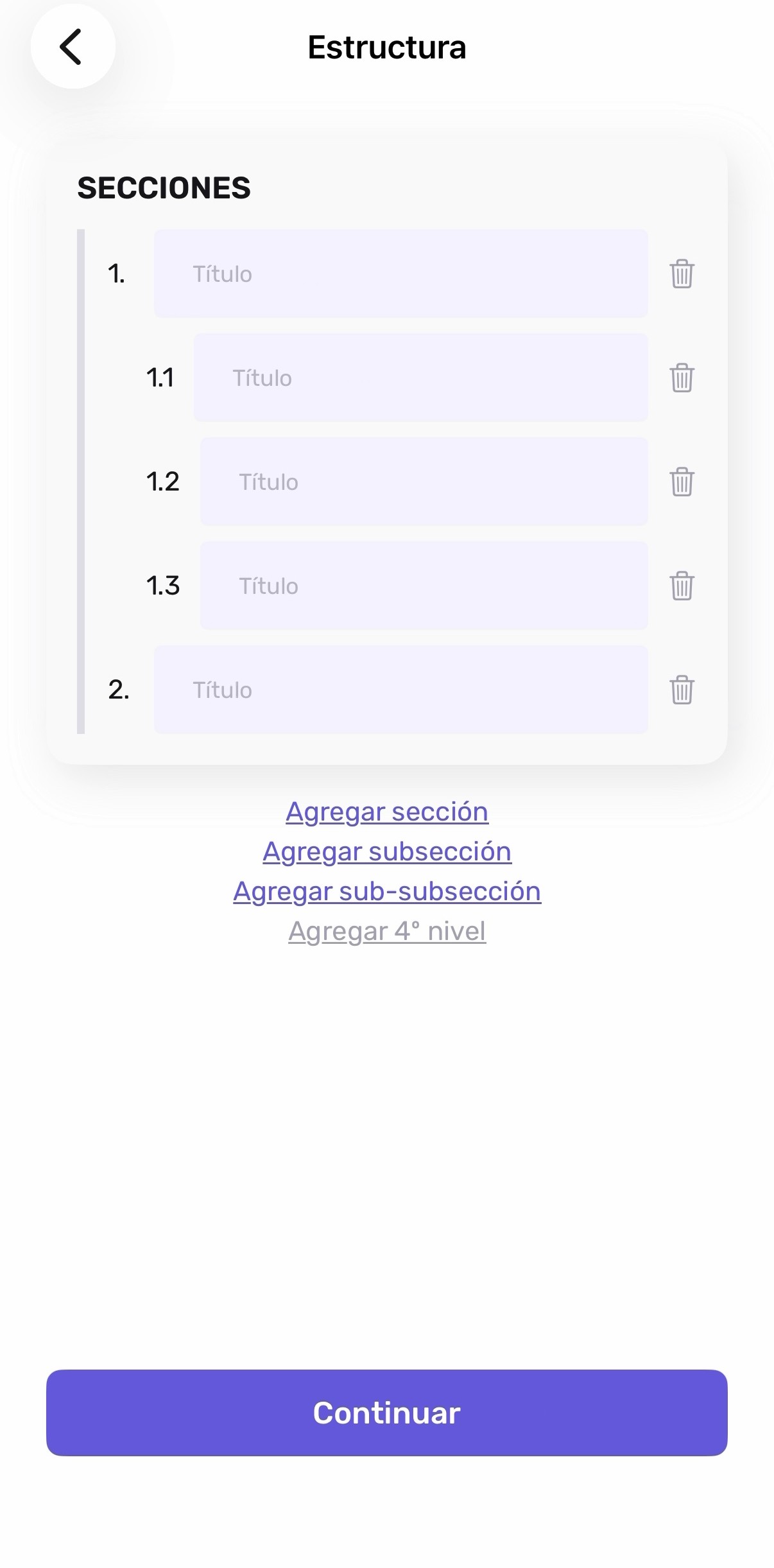 Creación manual de la estructura