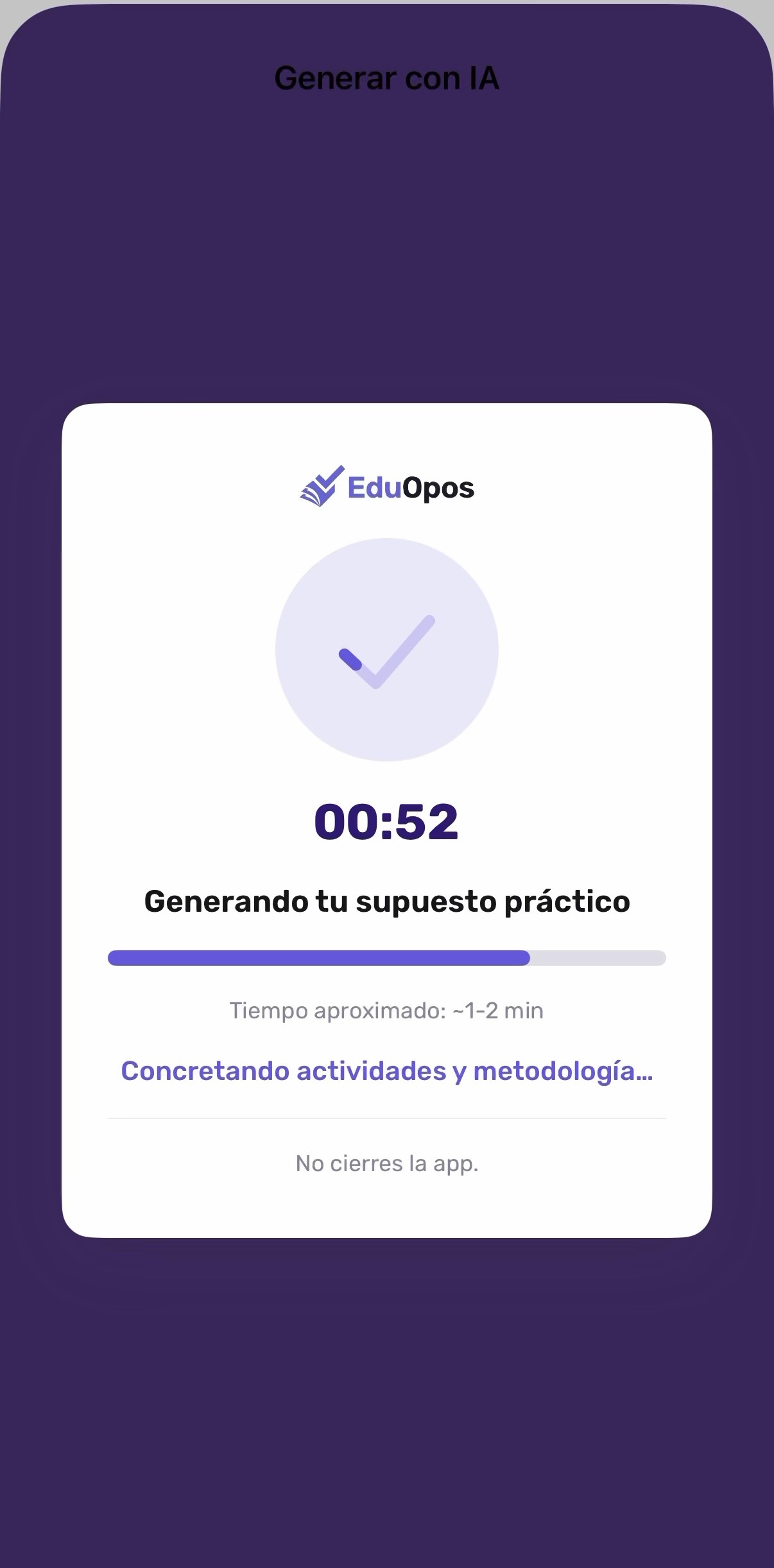 Generación del supuesto en progreso