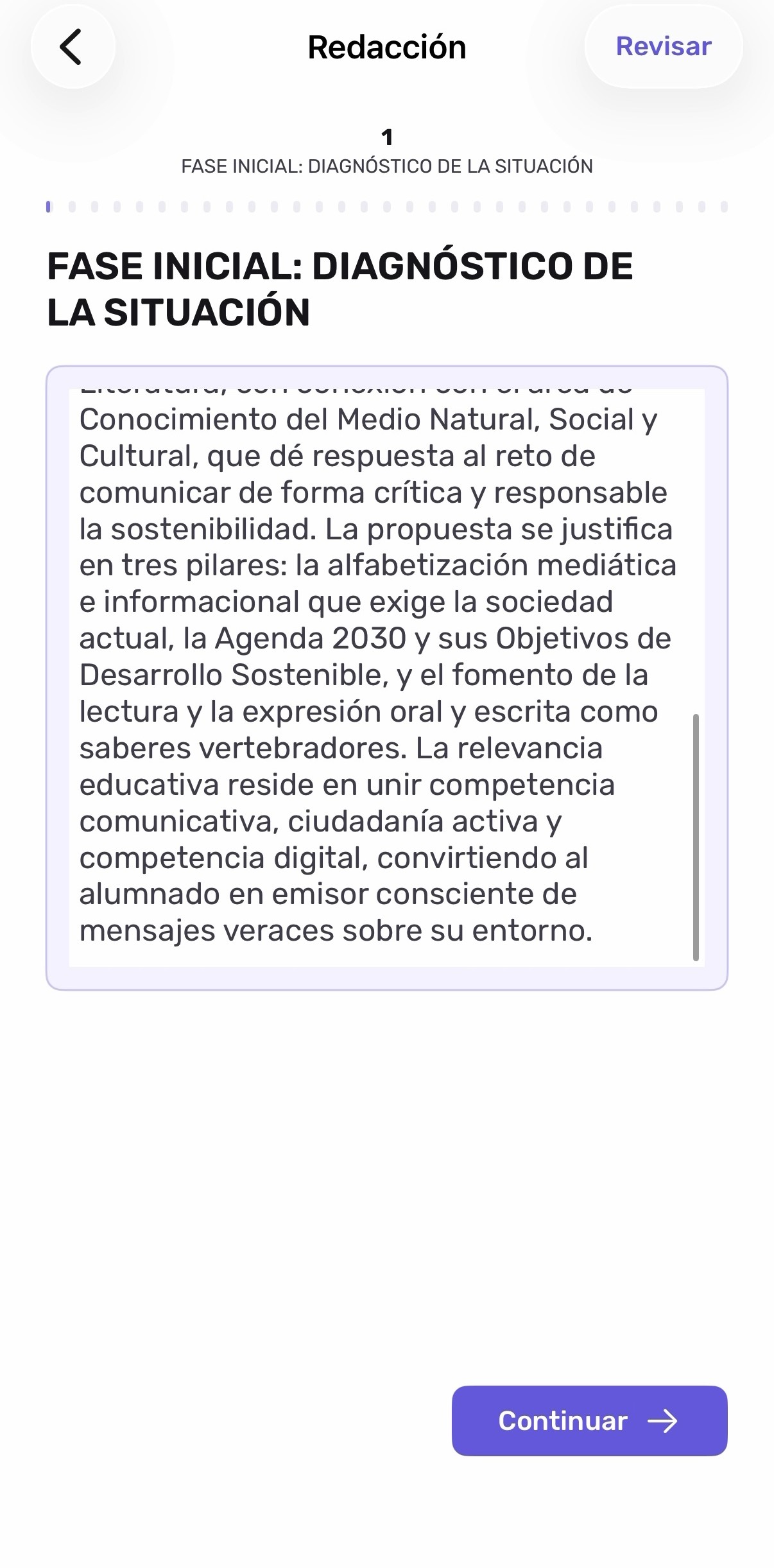 Redacción de un supuesto generado