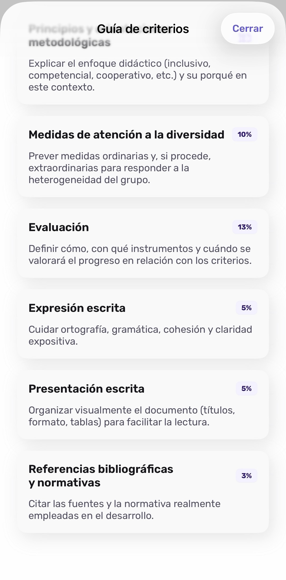 Guía de criterios de evaluación