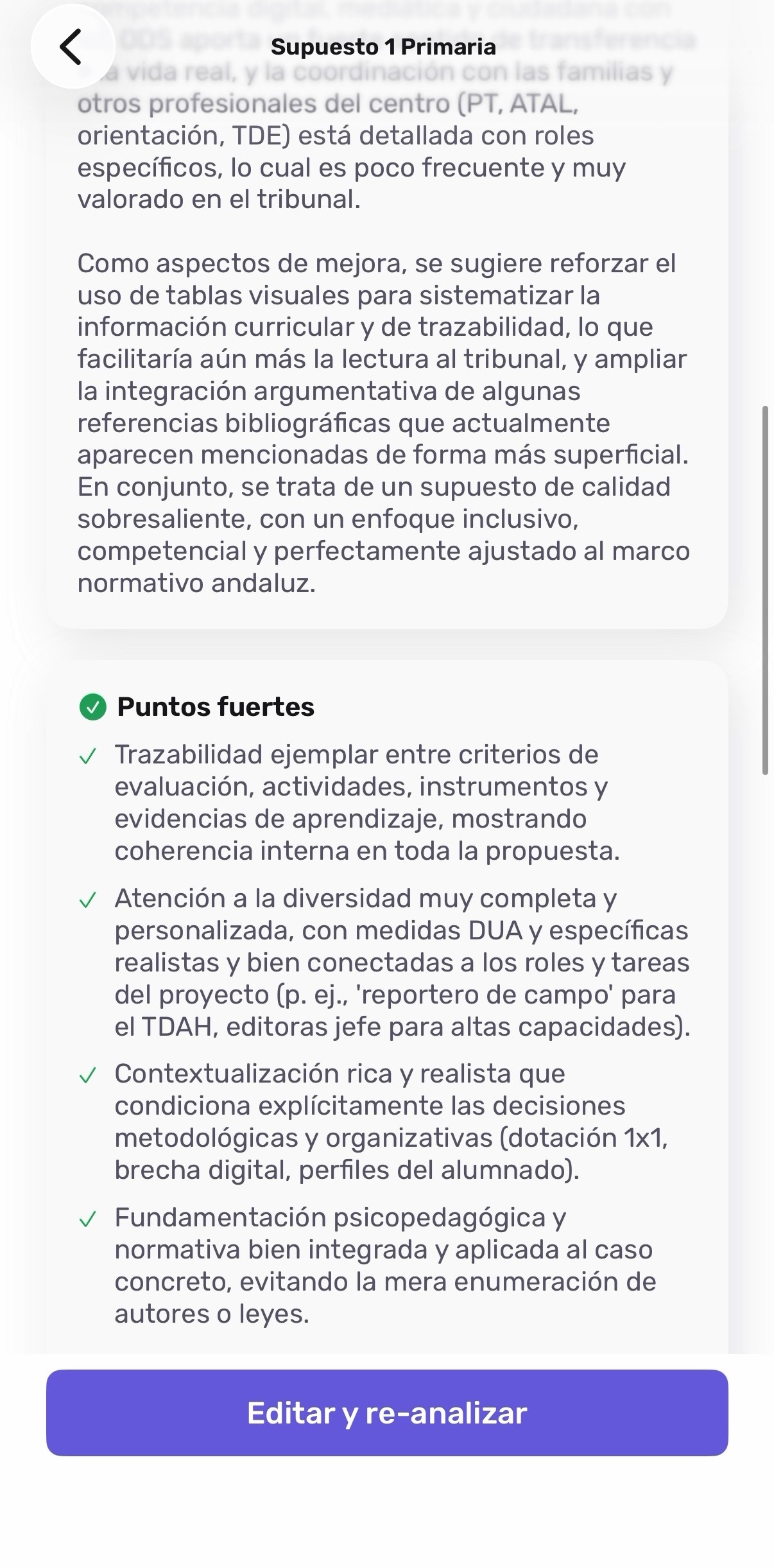 Puntos fuertes y áreas de mejora