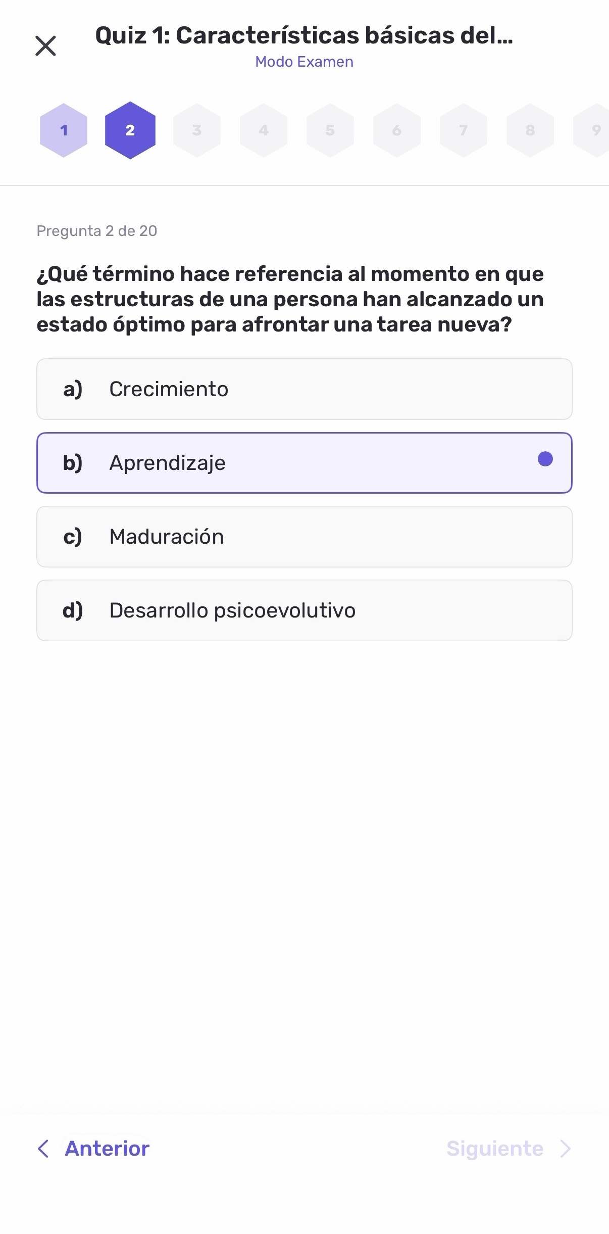 Pregunta de un cuestionario